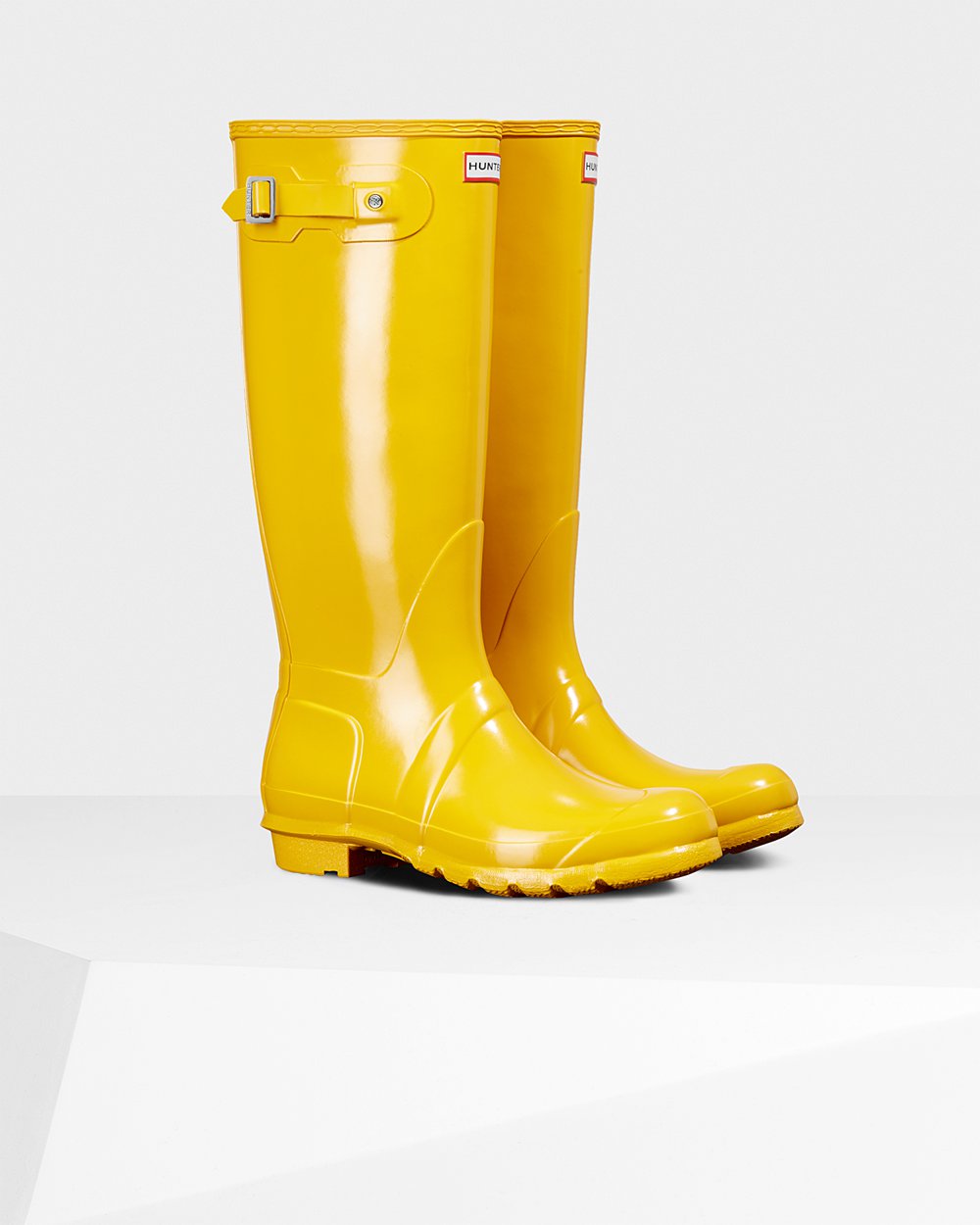 Womens Hunter Original Gloss - Tall Rain Boots Yellow - 6408-WRUSG